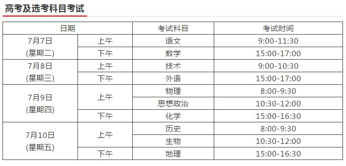 高考科目安排时间表2021（广东高考科目安排时间表）